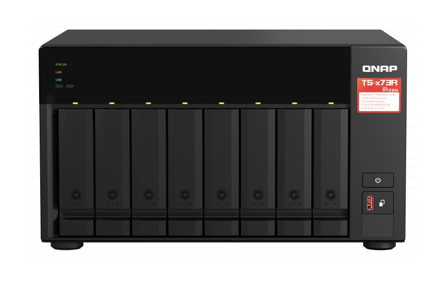 QNAP TS-873A-8G 8 Bay NAS AMD Ryzenâ„¢ Embedded V1500B 4-core/8-thread 2.2 GHz 8GB RAM 2xM.2 2280 PCIe 2x2.5GbE Hot-swappable WOL 3xUSB3.2 3YR WTY QNAP TS-873A-8G 8 Bay NAS AMD Ryzenâ„¢ Embedded V1500B 4-core/8-thread 2.2 GHz 8GB RAM 2xM.2 2280 PCIe 2x2.5GbE Hot-swappable WOL 3xUSB3.2 3YR WTY